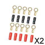 Maxbell 2x5 Pairs 8 AWG Car Audio Power Ground Wire Ring Terminal Connector Brass