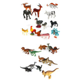 Maxbell 12 Plastic Mini Dinosaur & 15 Farm Yard Animals Figurines Kids Party Bag Fillers