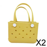 Maxbell 2xBeach Tote Bag Handbag Washable Hole Beach Handbag for Shopping Outdoor Boat Yellow