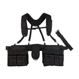 Maxbell Tool Belt with Suspenders Tool Organizer for Plumbing Woodworking Woodworker Black Red