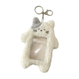Maxbell Plush Photocard Holder Cute Soft Cartoon Hanging Decoration Protective Cover White