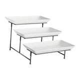 Maxbell 3 Tier Rectangular Serving Platter Stand Set for Presentation Buffets Veggie Black