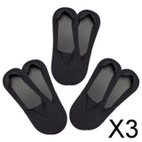 Maxbell 3xMens Boat Liner Socks Invisible Low Cut No Show Breathable Cotton Bottom Black