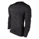 Men Padded Football Compression Shirt Enhanced Spleen Protection Long Sleeve Size L