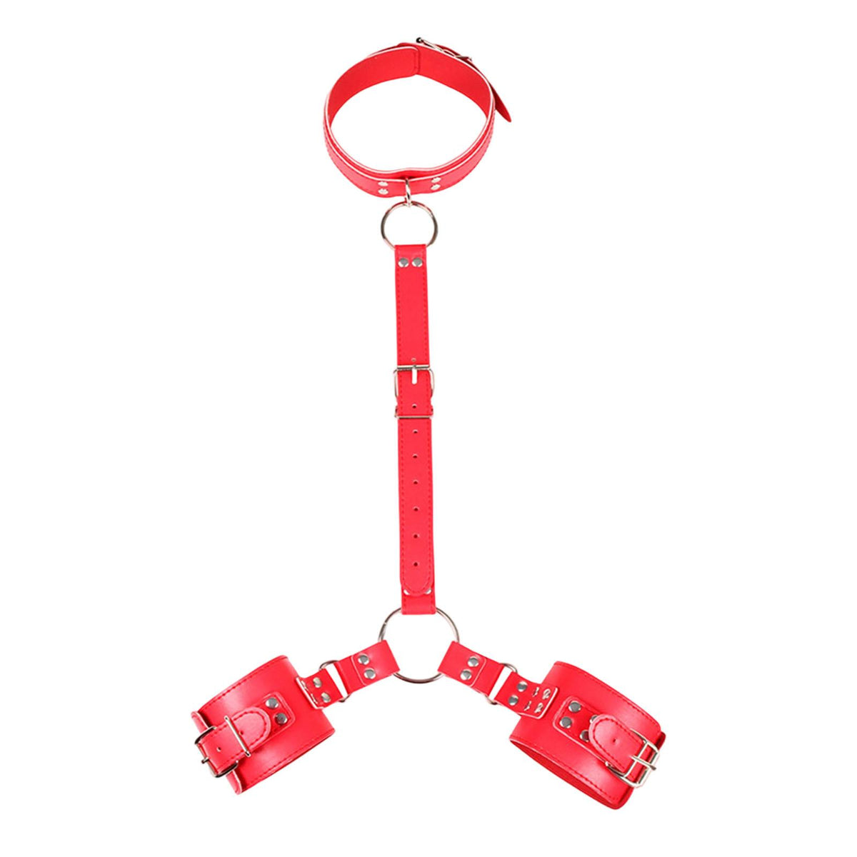 Maxbell Neck to Wrist Bondage Strap Restraints Kit Sex Toys SM Play Games Red