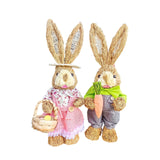 Maxbell 2x Rabbit Sculptures Easter Gifts Bunny Figurines for Indoors Room Bookshelf Style B