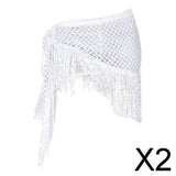 Maxbell 2xWomen Belly Dance Hip Scarf Sequins Dance Belt Tassel Skirt Belt White