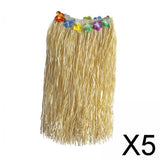 Maxbell 5xHawaiian Skirt with Flowers Raffia Skirt for Beach Celebration Carnival 80CM