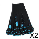 Maxbell 2xBallroom Dance Skirt Dancing Costume Stage Performance for Women Lake Blue