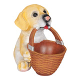 Maxbell Storage Box Dogs Resin Figurine Ornament Jewelry Puppy Statue with Basket