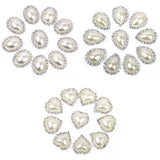 Maxbell 30pcs Vary Shape Faux Pearl Button Crystal Beige Flatback Wedding Decor 20x25mm
