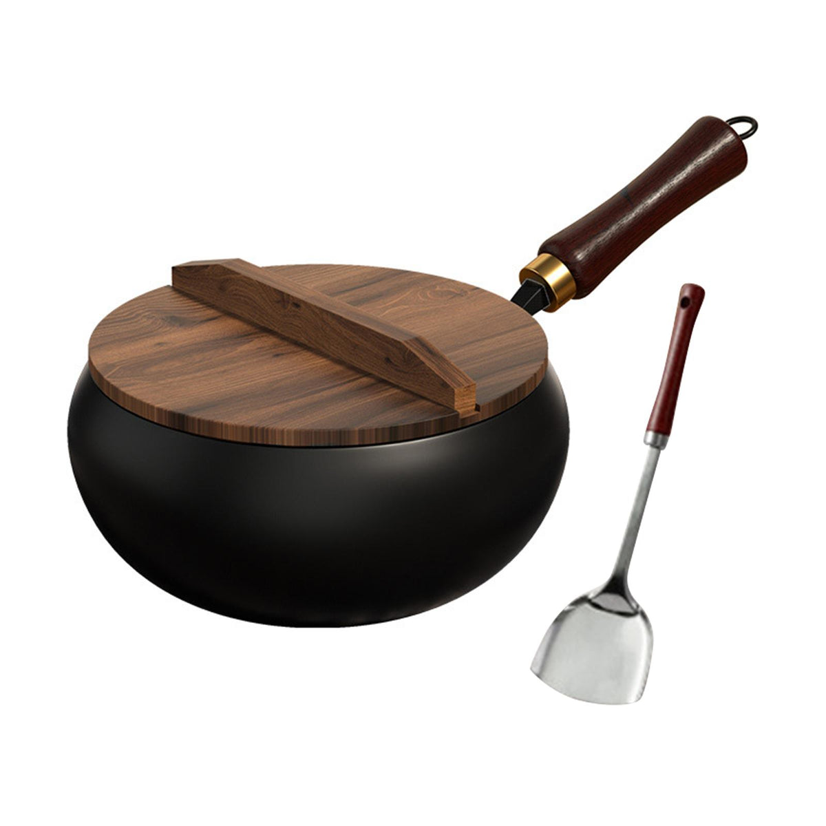 Maxbell Iron Wok Cookware Kitchen Practical Deep Fry Pan for Food Vegetables Stewing 28cm