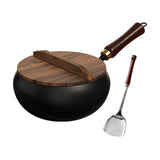 Maxbell Iron Wok Cookware Kitchen Practical Deep Fry Pan for Food Vegetables Stewing 28cm