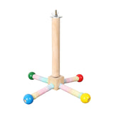 Maxbell Bird Stand Perch Toy Wooden Exercise Wheel Parrot Toy for Conures Cockatiels