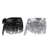 2 Pieces Belly Dance Waist Chain Hip Skirt Scarf with Sequins Tassel Womens
