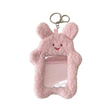 Maxbell Plush Photocard Holder Cute Soft Cartoon Hanging Decoration Protective Cover Pink