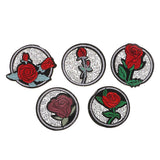 Maxbell 5pcs/pack Rose Design Hot Fix Diamond Patches Iron On Patches Decorative Sticker DIY Motif Appliques - Aladdin Shoppers