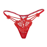 Maxbell Maxbell Women Sexy Embroidered Heart Shaped Lace Underwear G-string Briefs Red