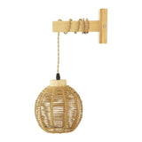 Maxbell Rattan Wall Lamp Wall Lighting Boho Wall Sconce for Bedroom Hallway Bathroom