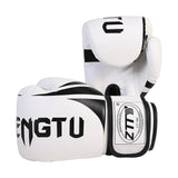 Maxbell Maxbell Boxing Gloves PU Durable for Karate Fighting Punching Heavy Bag Martial Arts White and Black