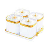 Maxbell Dried Fruit Tray with Lid Divided Serving Dishes for Candy Appetizer Cookies White 4 Grid