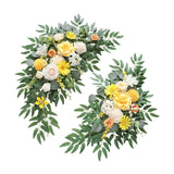 Maxbell 2 Pieces Wedding Arch Flowers Decorations for Valentines Day Wedding Holiday Yellow White