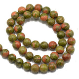 Maxbell Natural Unakite Jasper Round Gemstone Loose Beads Strand 15 Inch/8mm - Aladdin Shoppers