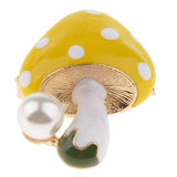Maxbell 3 Pieces Delicate 3 Colors Enamel Faux Pearl Mushroom Brooch Pins for Womens