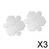 Maxbell 3x12/Set 3D Mirror Wall Stickers Removable for Bedroom Living Room Decor Silver