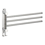 Maxbell 180Degree Swivel Towel Bar Shower Washroom Home Decor Towel Rack Wall Mount 3 Arms 34.5x21cm
