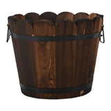 Wood Bucket Planter Unique Plant Container for Garden Indoor Gardening Lover