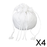 Maxbell 4xSatin Pearl Rhinestone Wedding Bridal Dolly Bag Handbag Ivory 22.5x17cm