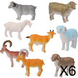 Maxbell 6xPlastic Sheep Farm Yard Animal Model Toy Gift 8pcs Multi-color