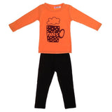 Maxbell Stylish Kids Girls Orange T-shirt Tops and Black Pants 2Pcs Outfits 90cm - Aladdin Shoppers