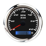 Maxbell Digital Tach Hour Meter Universal RPM Gauge for 12V/24V Autos 0 to 60 black