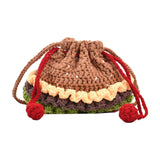 Maxbell Crochet Shoulder Bag Birthday Gift Cartoon for Women Cute Hamburger Yarn Bag Large