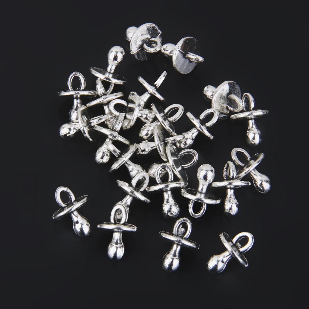 Maxbell Maxbell 25pcs Baby Nipple Pacifier Charms for Jewellery Crafts DIY Silver