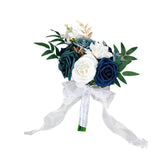 Maxbell 2xBridesmaid Flower Bridal Holding Wedding Bouquet for Wedding Home Graduation Blue White