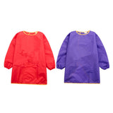 Maxbell 2x Kids Long Sleeve Apron Drawing Painting Waterproof Smock Red Purple