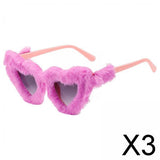 Maxbell 3xSoft Plush Sunglasses Sun Glasses Eyewear for Masquerade Travel Photo Props Pink Purple