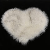 Maxbell 40x50cm Shaggy Heart Shape Area Rug Floor Carpet Mat Cushion Pad White+Grey - Aladdin Shoppers