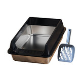 Maxbell Stainless Steel Cat Litter Box Convenient Detachable Non Stick Bottom Sturdy Black Large