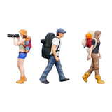 Maxbell 1/64 Scale Miniature Figures Outdoor Hiking Decoration Micro Landscape Decor 3pcs