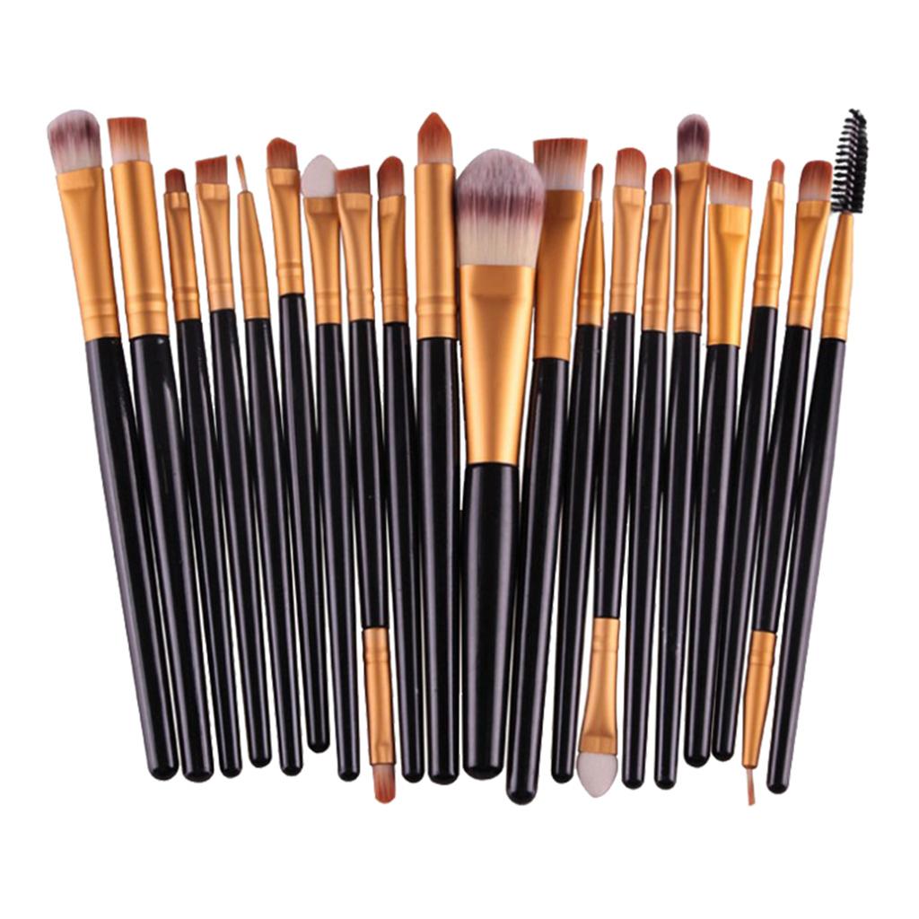 Maxbell Maxbell 20pcs/Set Professhional Makeup Brushes Foundation Powder Brush Black Golden