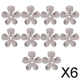 Maxbell 6xPhenovo Crystal Flower Rhinestone Buttons DIY Craft Embellishment Silver
