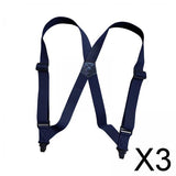 Maxbell 3xSuspenders for Men Adjustable Pants Durable Utility for Wedding Navy Blue