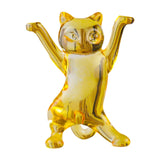 Dancing Cat Statue Craft Gift Desktop Decoration for Living Room Indoor Home Yellow