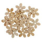 Maxbell 40 Pieces Unfinished Hollow Flower Shape Wooden Pieces Embellishments 35mm
