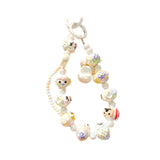Maxbell Beaded Keychain Charm Beads Women Hanging Ornament Key Chain Engagement Gift White