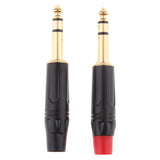 Maxbell 2Pieces 6.35mm 1/4inch 3Pole Wire Connector Male Jack Plug Adapter Solder Connector - Aladdin Shoppers